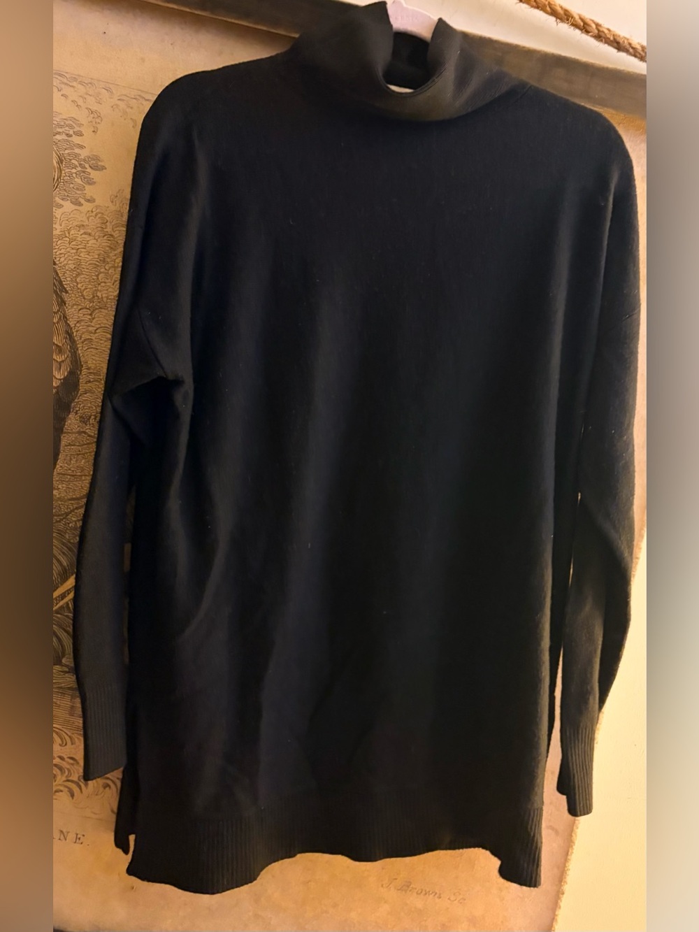 * Loft Classic Black High Neck Tunic Turtleneck Sweater SZ Large Petite *